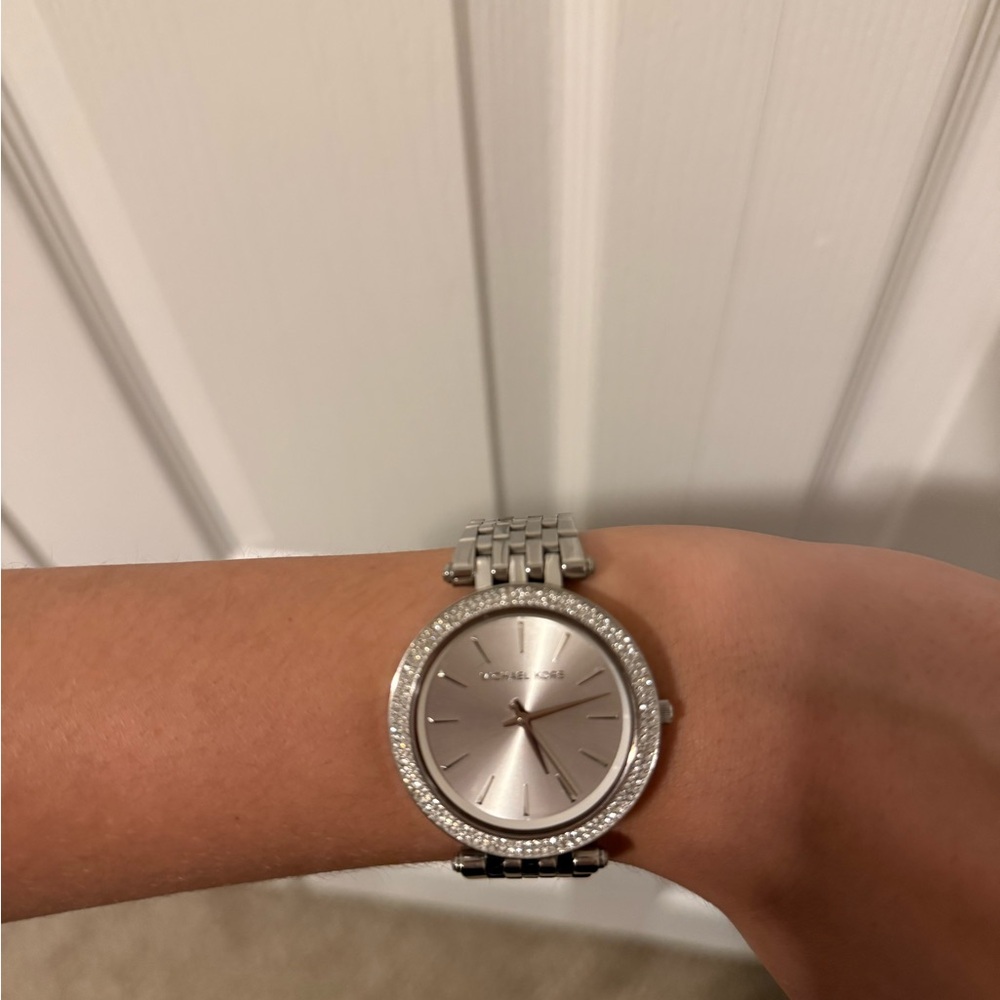 Michael Kors Silver Watch with Crystal Accents